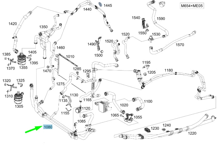 NEW MB GLE W167 SWITCHOVER VALVE TO WATER PUMP COOLANT LINER A1675007601