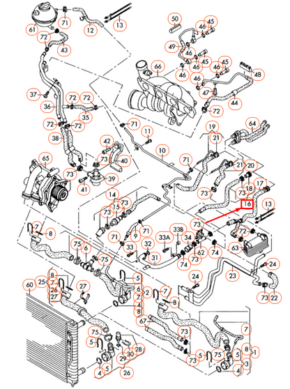 NEW AUDI TT 8J ENGINE WATER COOLANT HOSE 3C0122073EG ORIGINAL