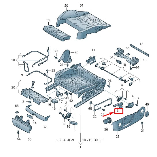 NEW AUDI RS3 FRONT RIGHT SEAT HEIGHT ADJUSTMENT HANDLE 8T0881254EP5