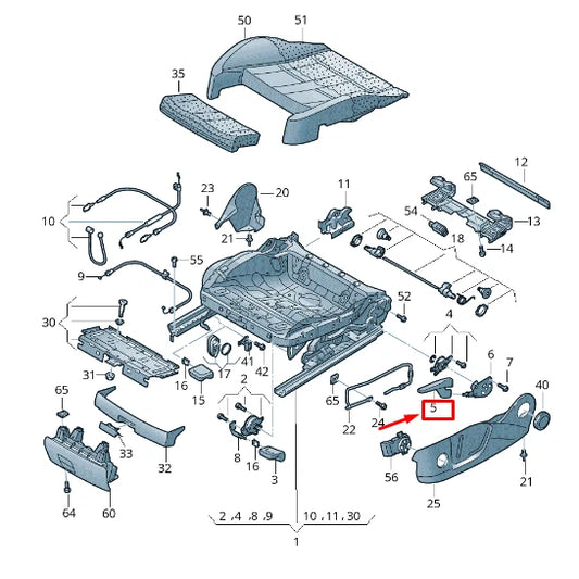 NEW AUDI RS3 FRONT RIGHT SEAT HEIGHT ADJUSTMENT HANDLE 8T0881254EP5