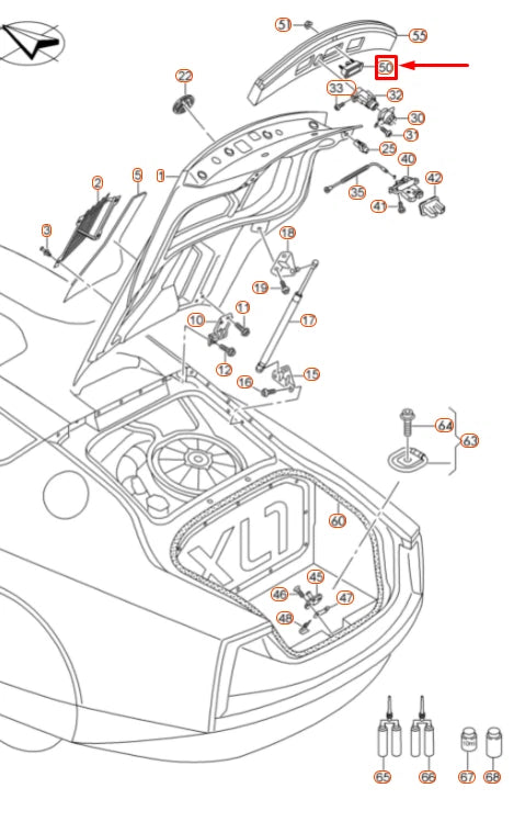 NEW VOLKSWAGEN XL1 REAR LID EXTERIOR DOOR HANDLE 1Z0827574C ORIGINAL