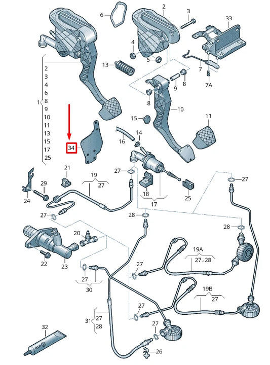 NEW VOLKSWAGEN CADDY 2K MK3 CLUTCH PEDAL HEAT PROTECTION RHD 1T2721615