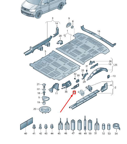 NEW VW TRANSPORTER VI T6 LEFT LOWER C-PILLAR REINFORCEMENT 7H1803893 ORIGINAL
