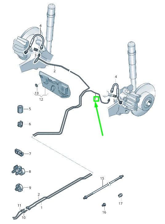 NEW VOLKSWAGEN TIGUAN AD MK2 REAR LEFT BRAKE LINE 5QF614741C