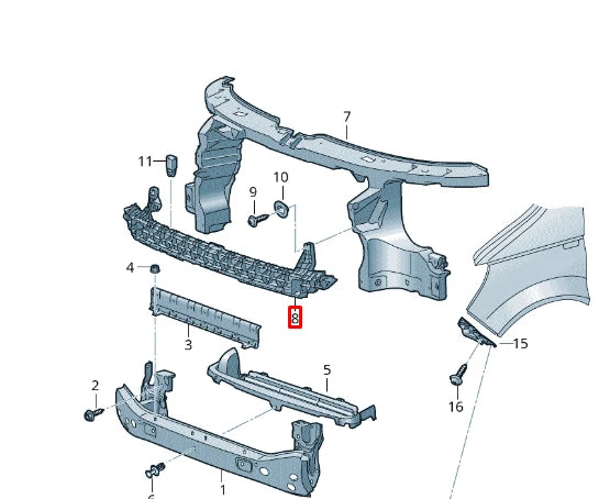 NEW VOLKSWAGEN TRANSPORTER T6 FRONT BUMPER IMPACT SUPPORT 7E0807699A ORIGINAL