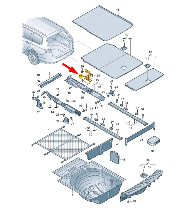 NEW VW PASSAT VARIANT B8 LUGGAGE FRONT RIGHT RETAINING PLATE 3G9863254 ORIGINAL