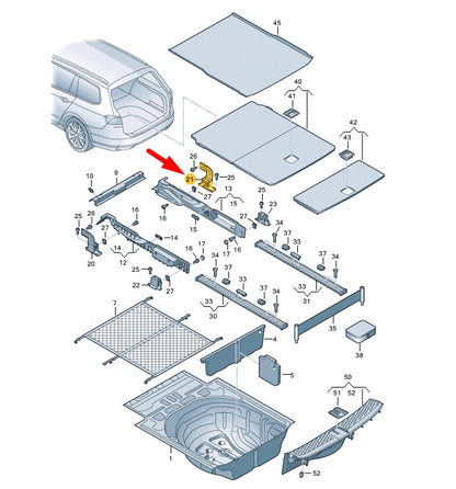 NEW VW PASSAT VARIANT B8 LUGGAGE FRONT RIGHT RETAINING PLATE 3G9863254 ORIGINAL