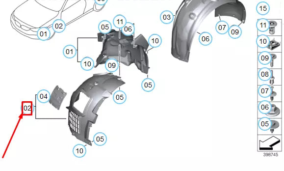 NEW BMW M2 F87 FRONT RIGHT WHEEL ARCH COVER FRONT SECTION 51718063032 ORIGINAL