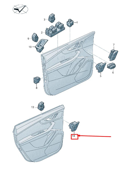 NEW AUDI Q7 4M REAR RIGHT DOOR CENTRAL LOCKING SWITCH 4M0962108B5PR