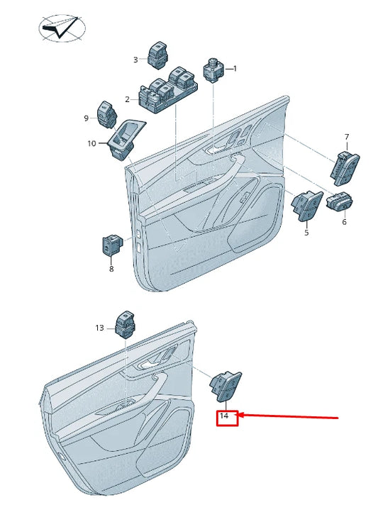 NEW AUDI Q7 4M REAR RIGHT DOOR CENTRAL LOCKING SWITCH 4M0962108B5PR