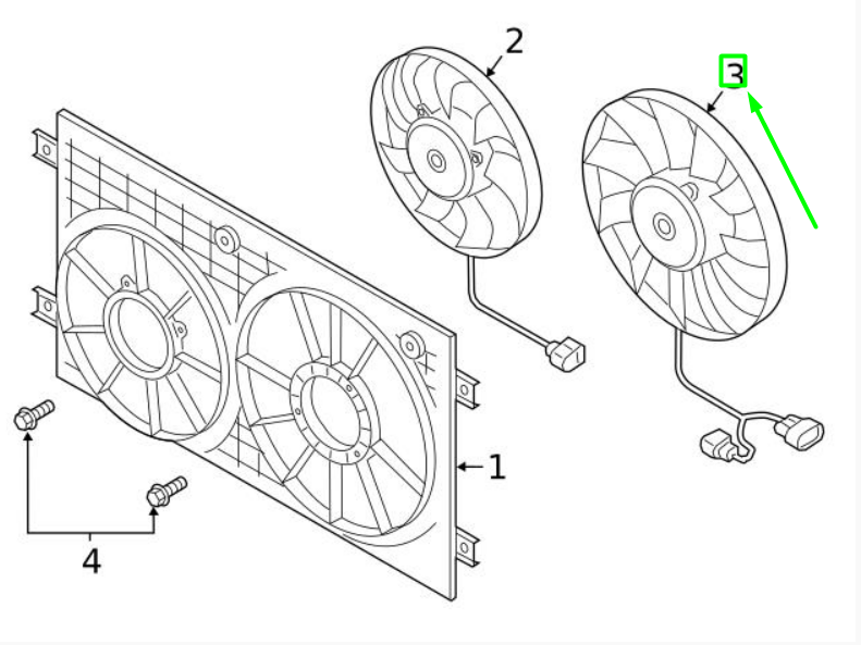 new volkswagen passat b8 3g engine cooling fan motor 3q0959455b original