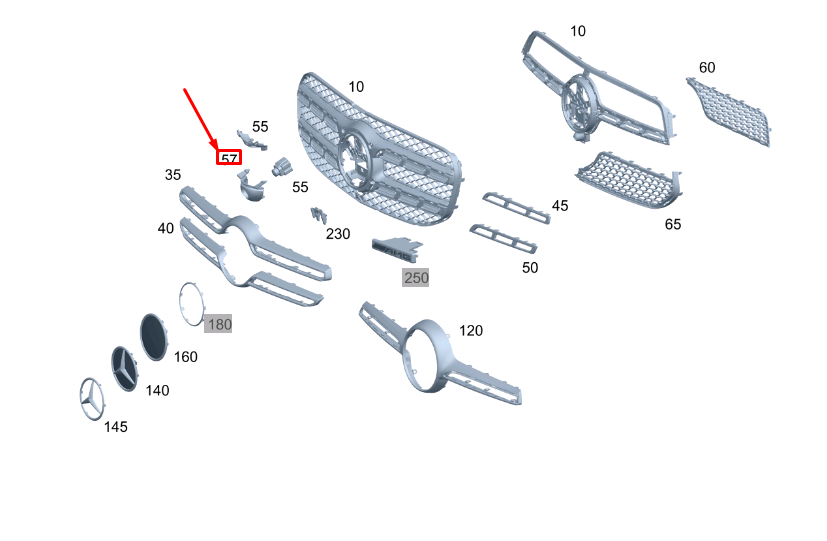 NEW MERCEDES-BENZ GLE W167 FRONT CAMERA BRACKET A1678886500 ORIGINAL