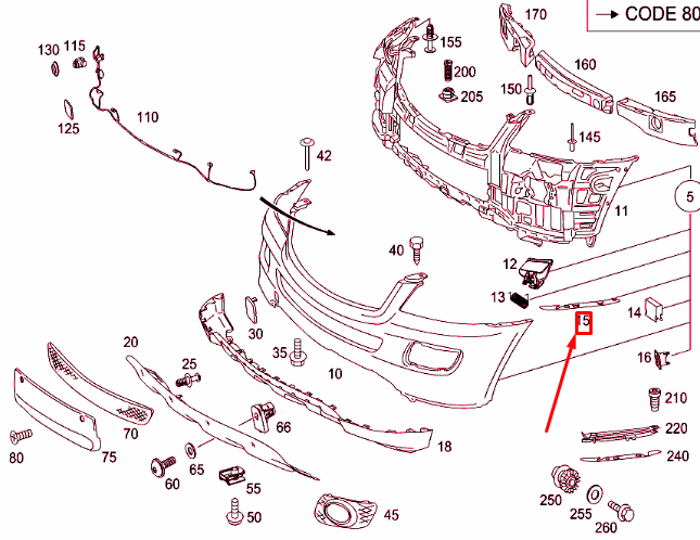 new mb ml w164 front bumper right bracket intermediate layer a1648890295