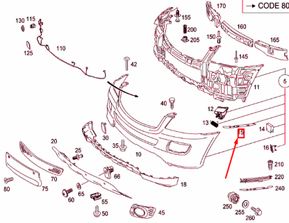 new mb ml w164 front bumper right bracket intermediate layer a1648890295