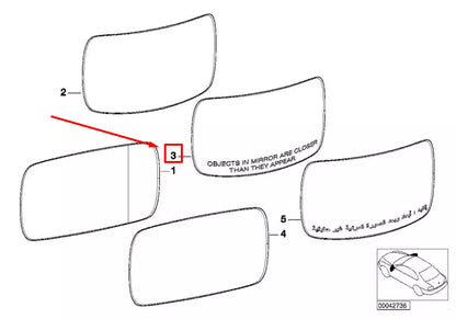 NEW BMW 5 E60 FRONT RIGHT DOOR MIRROR GLASS 7116750 51167116750 ORIGINAL
