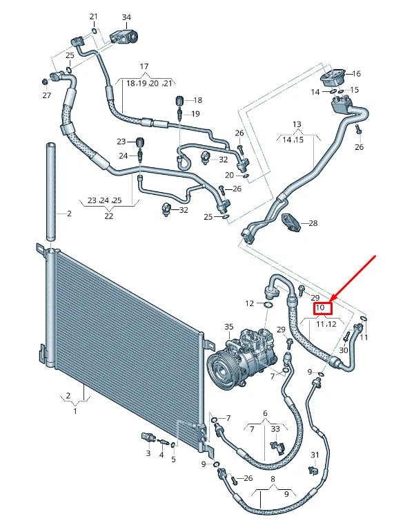 NEW AUDI Q7 4M A/C REFRIGERANT LINE 4M0816743BC ORIGINAL