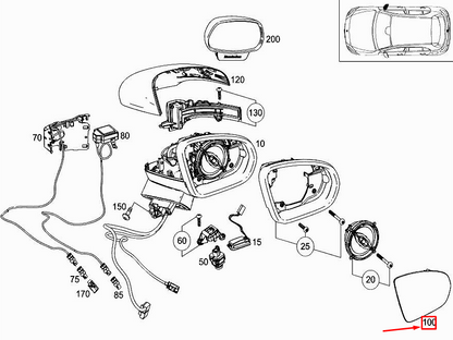 new mercedes-benz a w177 front right door mirror glass a0998102401 original
