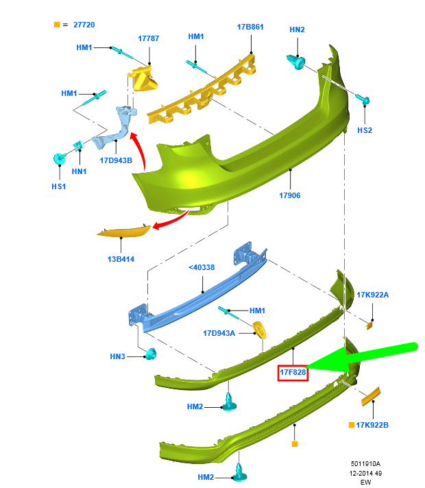 new ford focus c346 mk3 rear bumper spoiler trim 1872233 f1eb-17f954-ab original