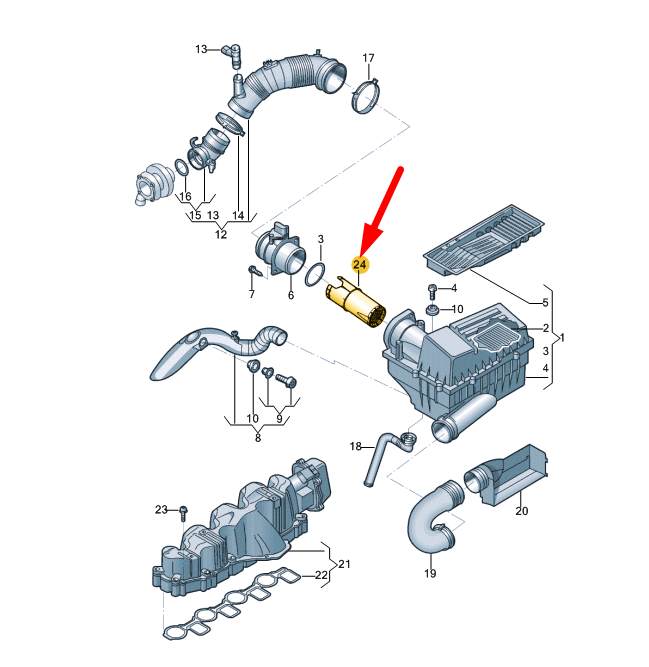 new volkswagen beetle a5 air filter flow straightener 3c0129363 original