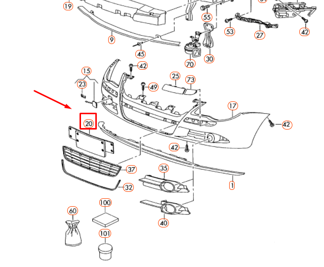 NEW VOLKSWAGEN EOS FRONT LICENCE PLATE HOLDER 1Q0807285A9B9 ORIGINAL