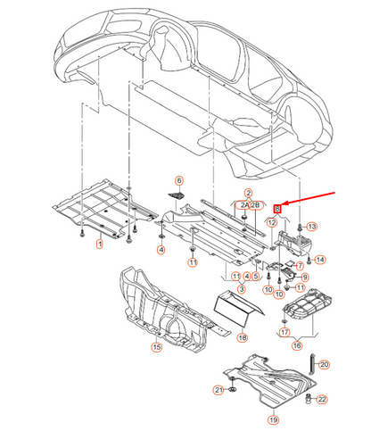 NEW AUDI Q3 8U REAR RIGHT OUTER UNDERBODY TRIM 8U0825214E ORIGINAL