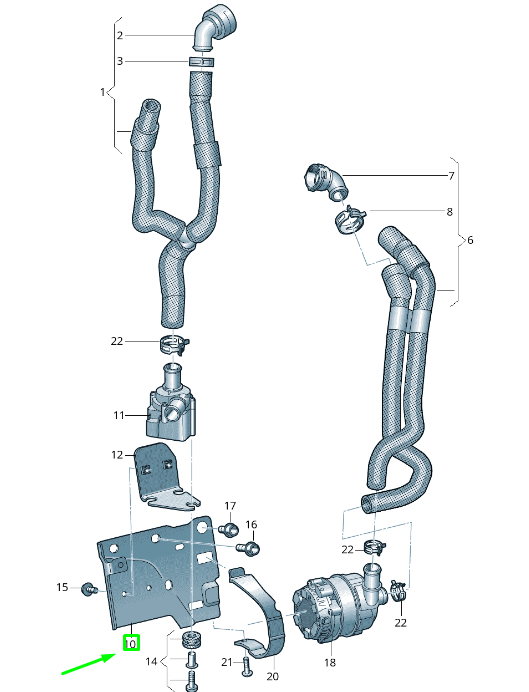 new volkswagen arteon 3h7 additional coolant pump bracket 3q0121093bk original