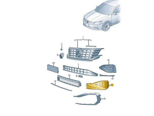 NEW VOLKSWAGEN PASSAT B8 FRONT LEFT BUMPER GRILLE 561853665AC9B9