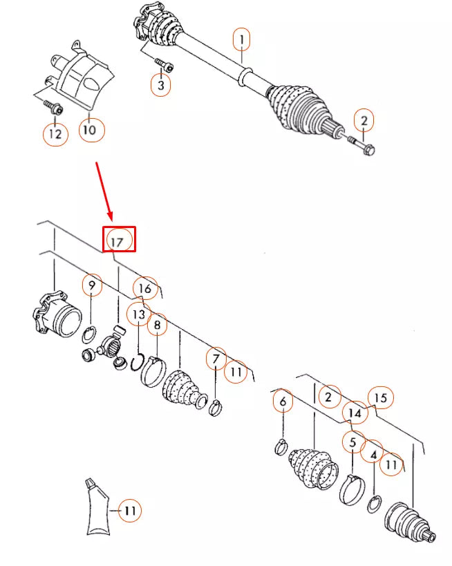 NEW AUDI A4 B8 FRONT INNER AXLE DRIVE SHAFT JOINT KIT 4H0498103A ORIGINAL