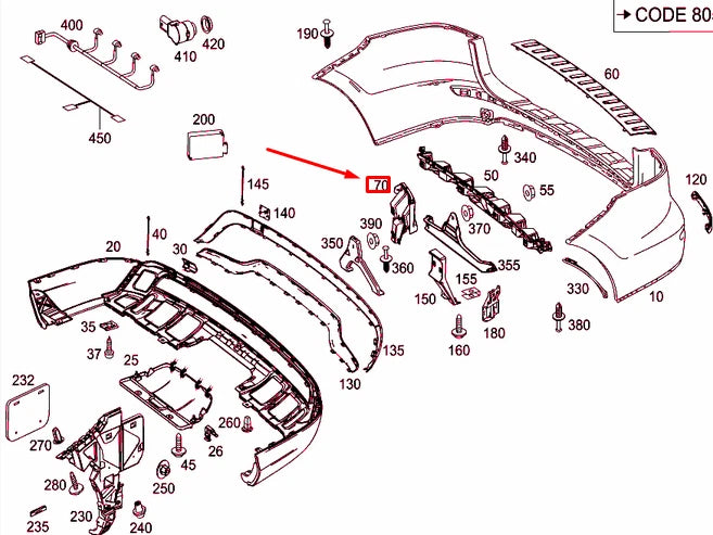 NEW MERCEDES-BENZ ML W166 REAR BUMPER RIGHT BASIC MOUNTING A1668803403 ORIGINAL