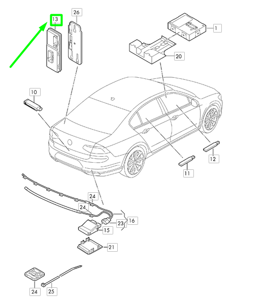 new volkswagen passat b8 3g rear lid control unit 5q0959107n original