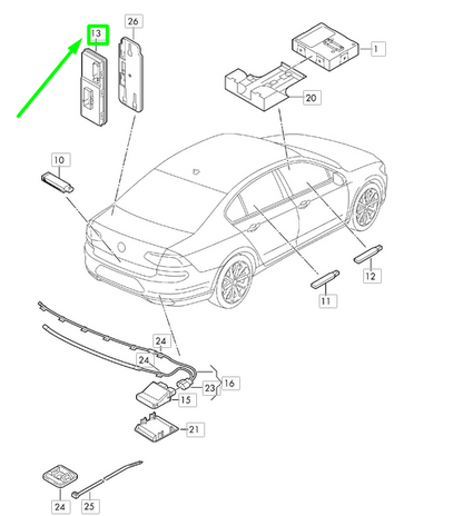 new volkswagen passat b8 3g rear lid control unit 5q0959107n original