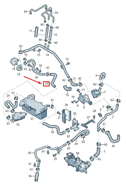 NEW AUDI RS7 SPORTBACK 4G RIGHT LOWER ENGINE COOLANT HOSE 4G0121448BD