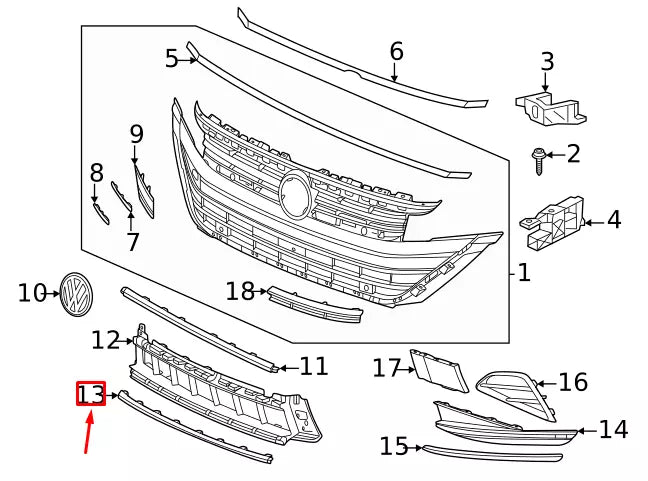 NEW VW ARTEON 3H7 FRONT BUMPER LOWER GRILLE MOLDING TRIM 3G8853245D2ZZ
