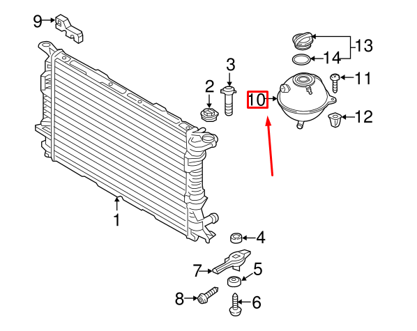 NEW VOLKSWAGEN CADDY 2K COOLANT EXPANSION TANK 1K0121407F ORIGINAL