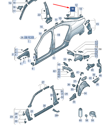 new skoda superb mk3 rear left gas strut reinforcement 3v5809665 original