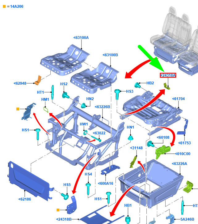 new ford transit mk4 front seat base right moulding 1821540 original
