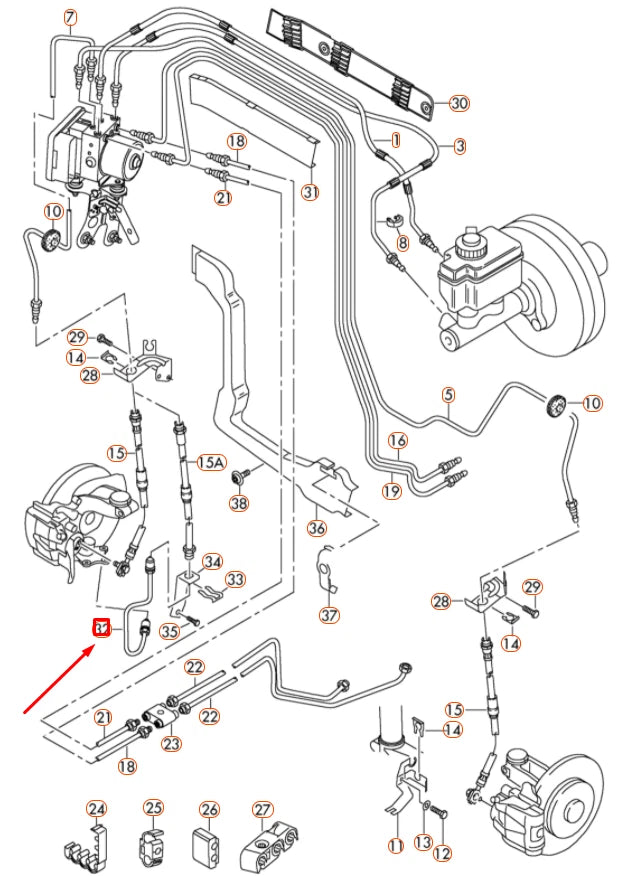 NEW AUDI A3 8P FRONT LEFT BRAKE PIPE 1K0611763A ORIGINAL