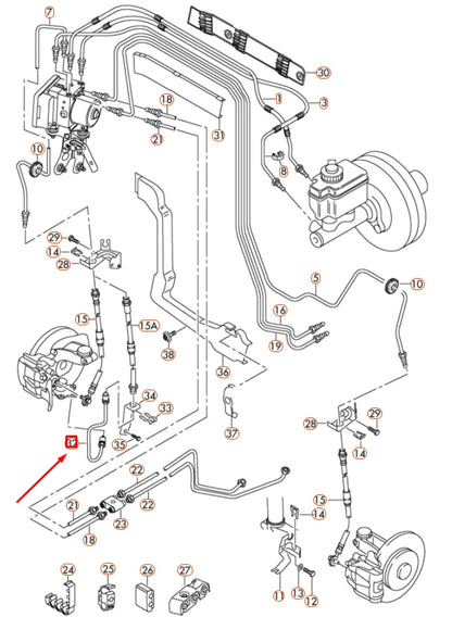 NEW AUDI A3 8P FRONT LEFT BRAKE PIPE 1K0611763A ORIGINAL