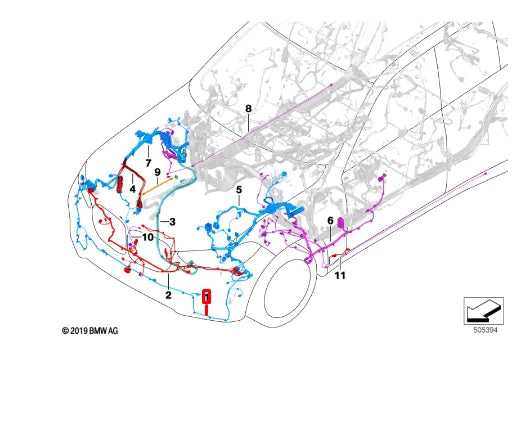 NEW BMW X5 G05 FRONT BUMPER PARKING AID WIRING HARNESS 61128736615 ORIGINAL