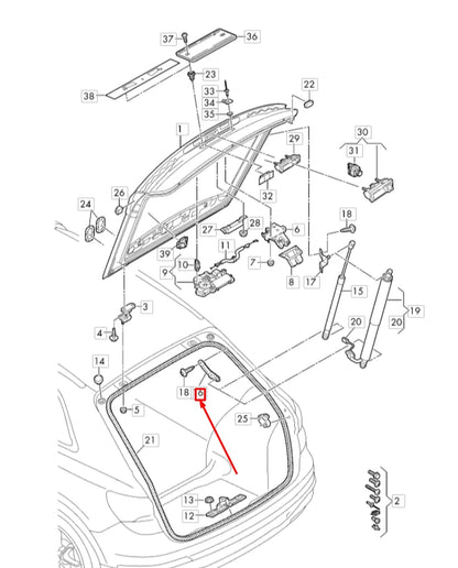 NEW AUDI Q3 SPORTBACK F3 REAR LID SIDE PANEL FRAME BRACKET 83A827603 ORIGINAL