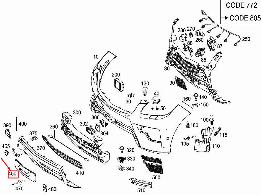 NEW MERCEDES-BENZ ML W166 FRONT BUMPER LICENSE PLATE HOLDER A1668800244 ORIGINAL
