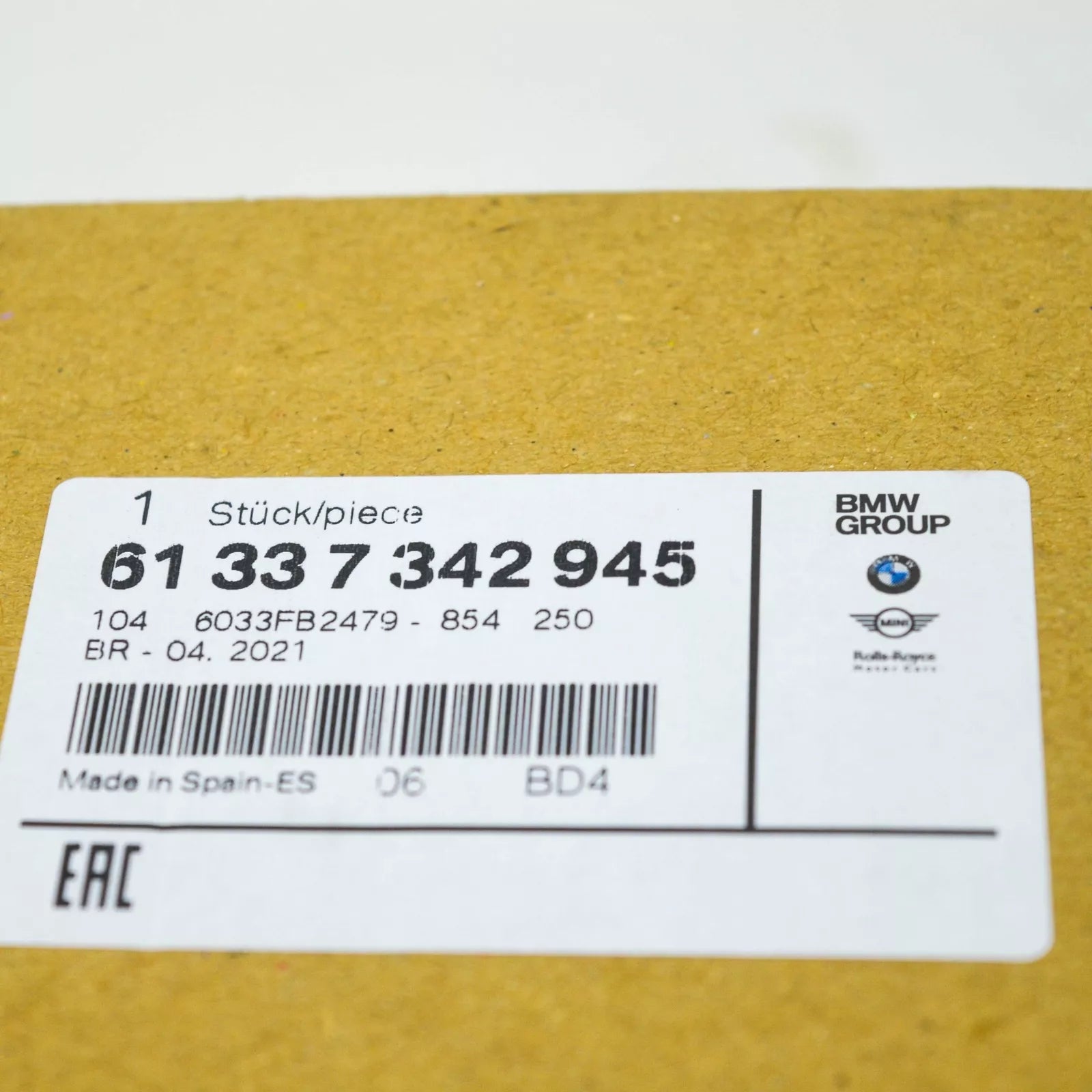 NEW BMW 3 F30 HIGH PITCH HORN FANFARE SIGNAL 61337342945 ORIGINAL