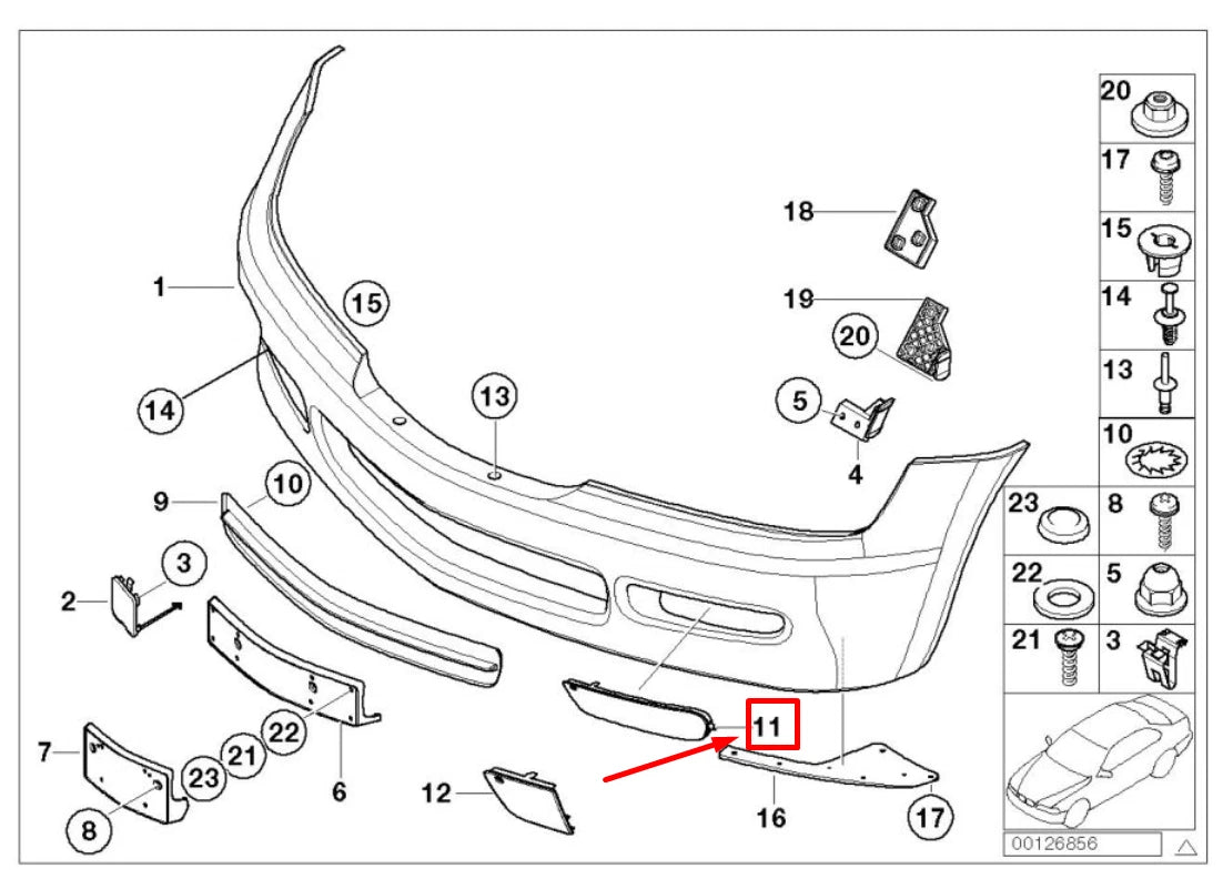 NEW BMW Z3 E36 FRONT RIGHT FOG LIGHT TRIM COVER 51118412360 8412360 ORIGINAL