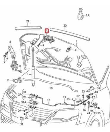 NEW VW PASSAT B6 FRONT BONNET HOOD LATCH LOCK MECHANISM 3C0823480A ORIGINAL
