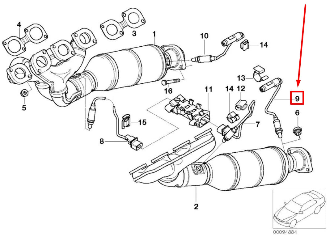 NEW BMW 7 E65, E66, E67 LAMBDA OXYGEN SENSOR 7512002 11787512002 ORIGINAL