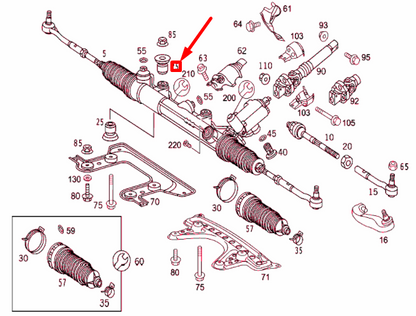 NEW MERCEDES-BENZ S W220 RACK AND PINION STEERING BUSHING A2204630066 ORIGINAL