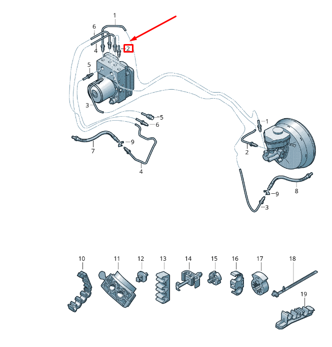 NEW VW TOUAREG 7P MK2 FRONT HYDRAULICS BRAKE PIPE RHD 7P0614742E ORIGINAL