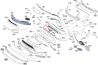 NEW MB GLC C253 AMG FRONT BUMPER RIGHT BASIC CARRIER COVER A2538855200 ORIGINAL