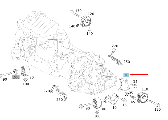 new mercedes-benz a w169 rear left engine carrier a1692420401 original