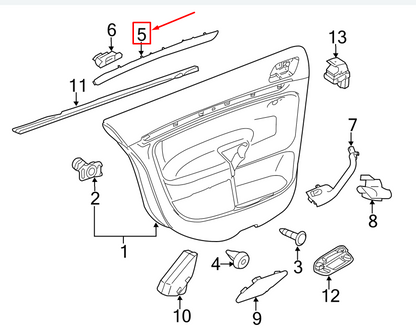 NEW VW JETTA MK6 16 REAR LEFT DOOR TRIM MOLDING 5C6867450CMP3 ORIGINAL